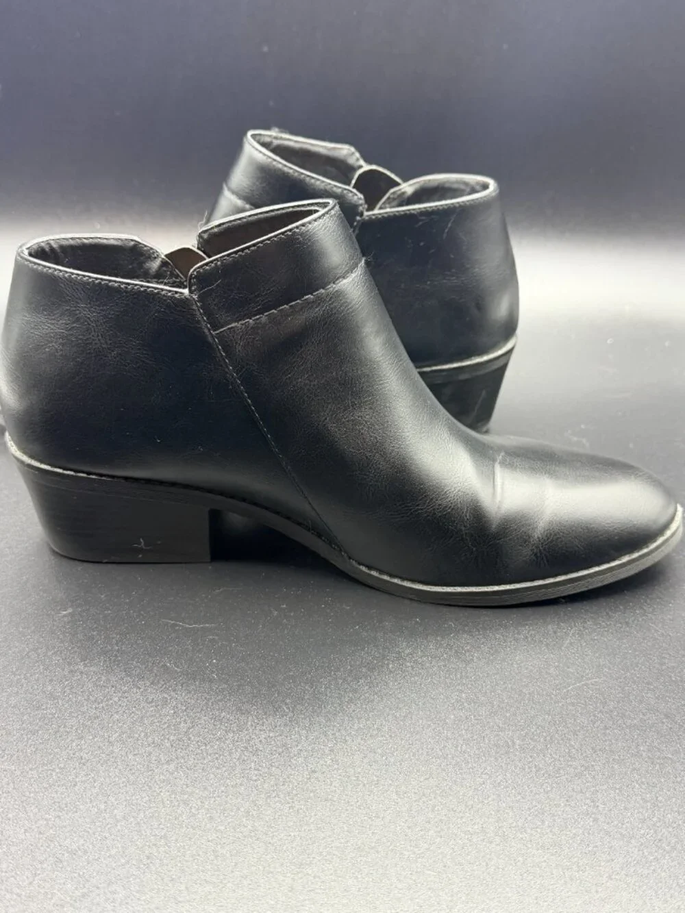 TIME & TRU Ankle Booties with Zipper, Black, Memory Foam Boots Size 10